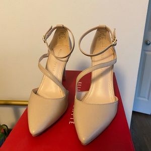 Natural Nude cross strap heel